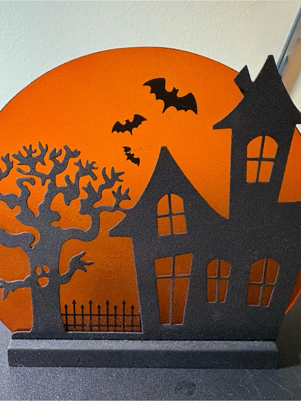 PartyLite Black & Orange Haunted House Candle Table Accent